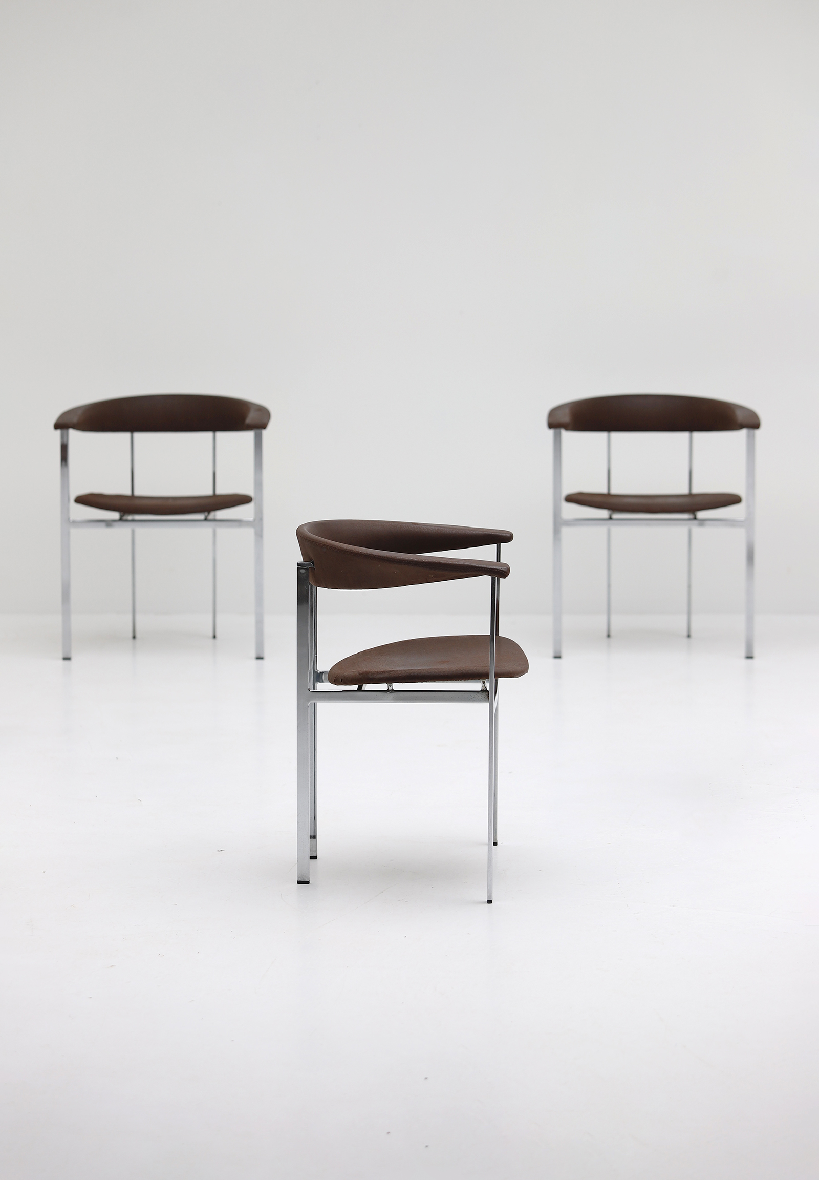City Furniture | Rudolf Wolf 1970s chrome and Leather Dining chairs