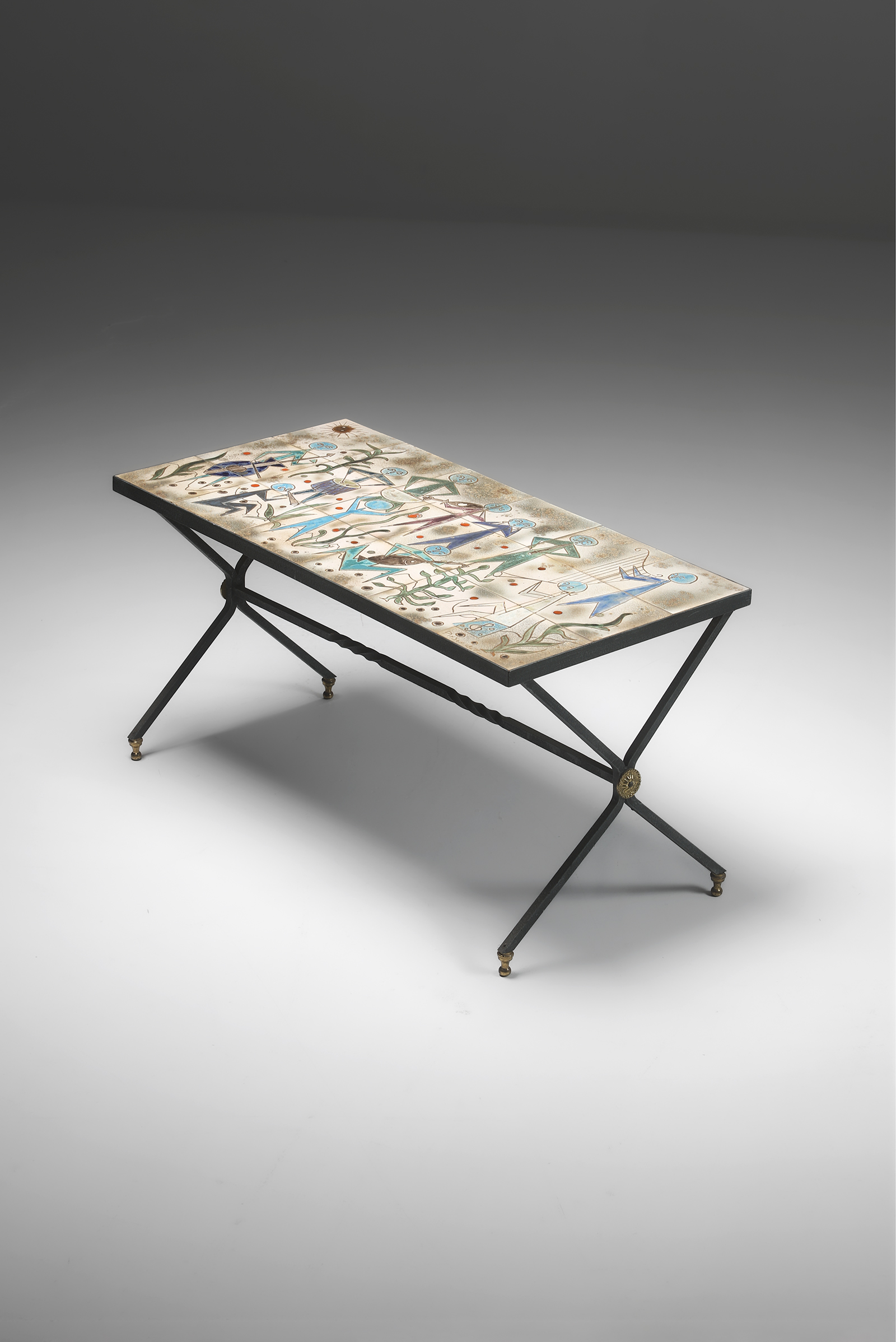 Charles Emile Pinson Coffee Table 1958. materials:  iron and ceramicimage 2