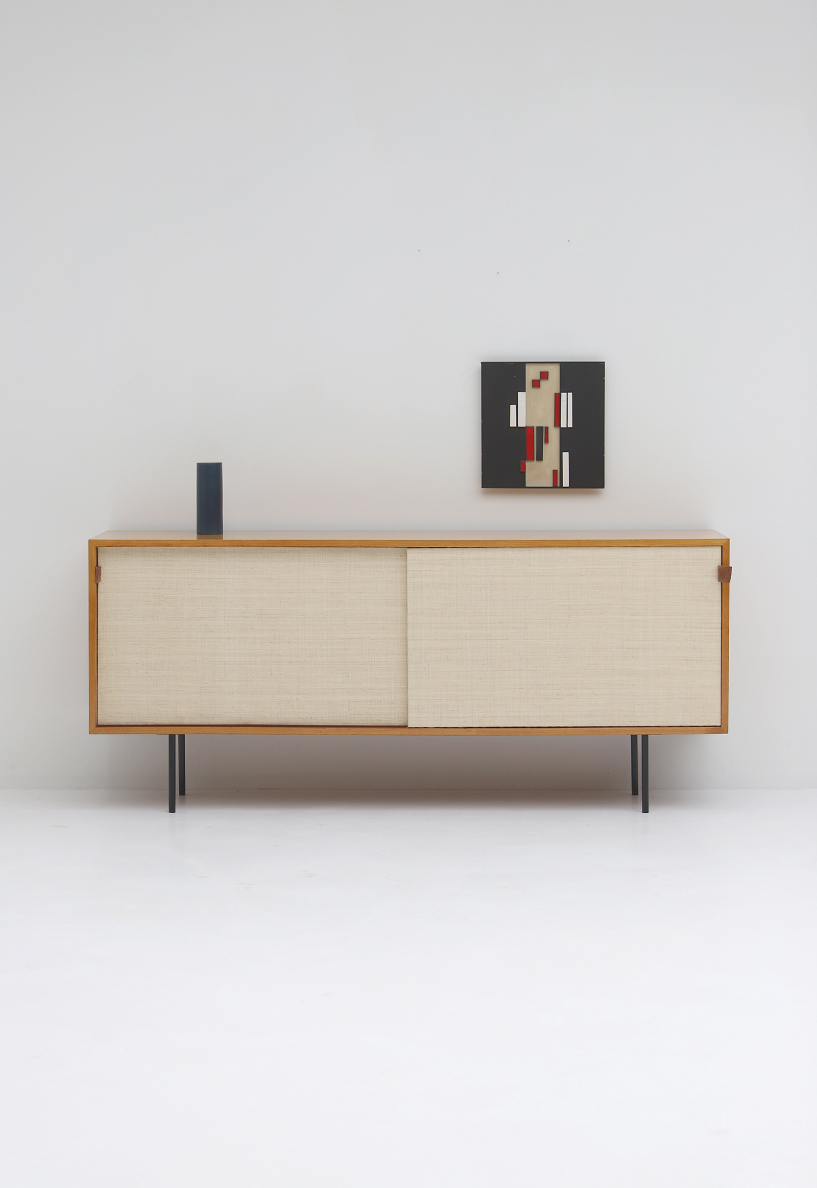 1950s Florence Knoll sideboard with raffia doorsimage 1