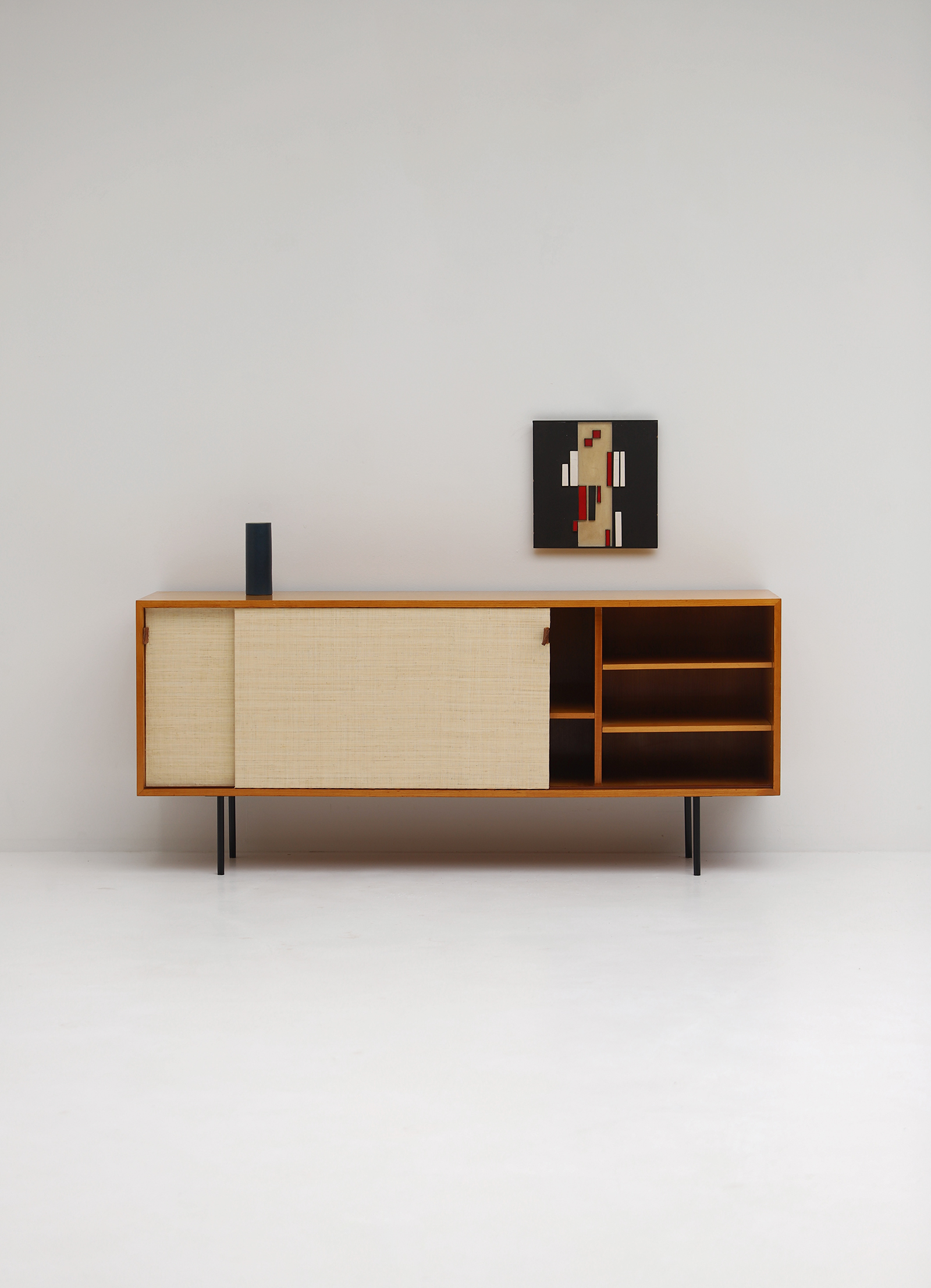 1950s Florence Knoll sideboard with raffia doorsimage 9