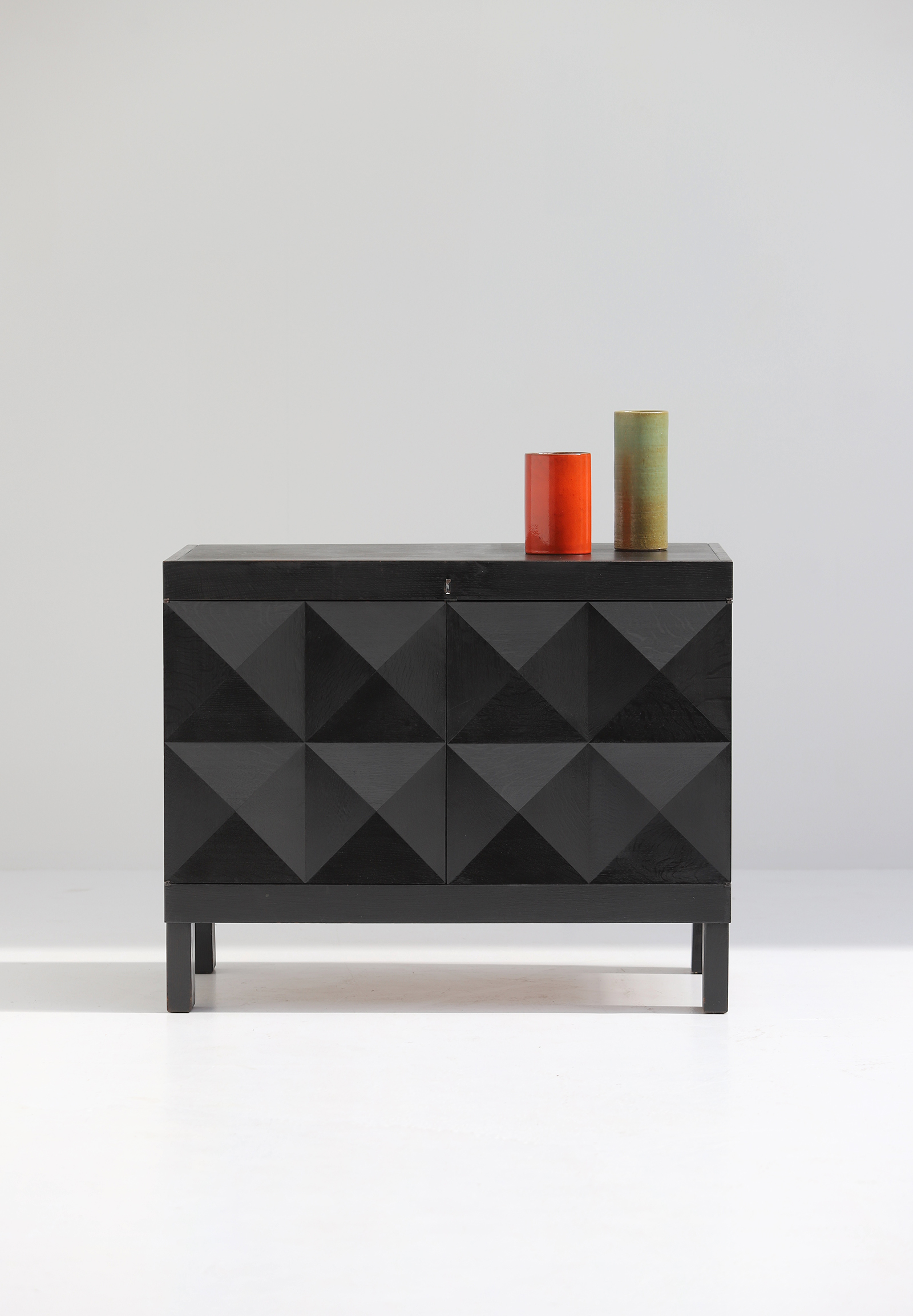 quality crafted cabinet with op-art doors designed by J. Batenburg for MI, Belgium 1969.image 1