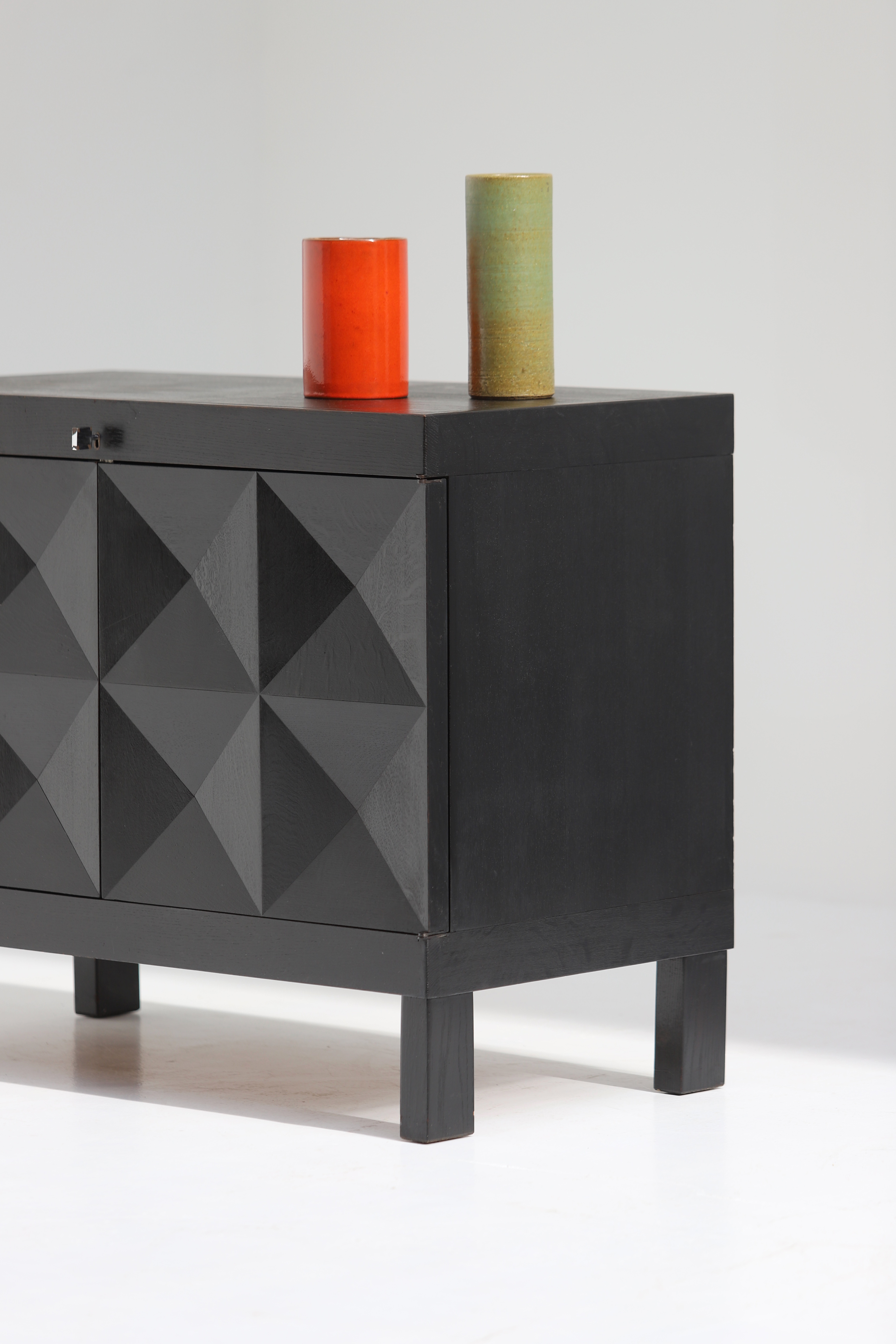 quality crafted cabinet with op-art doors designed by J. Batenburg for MI, Belgium 1969.image 4