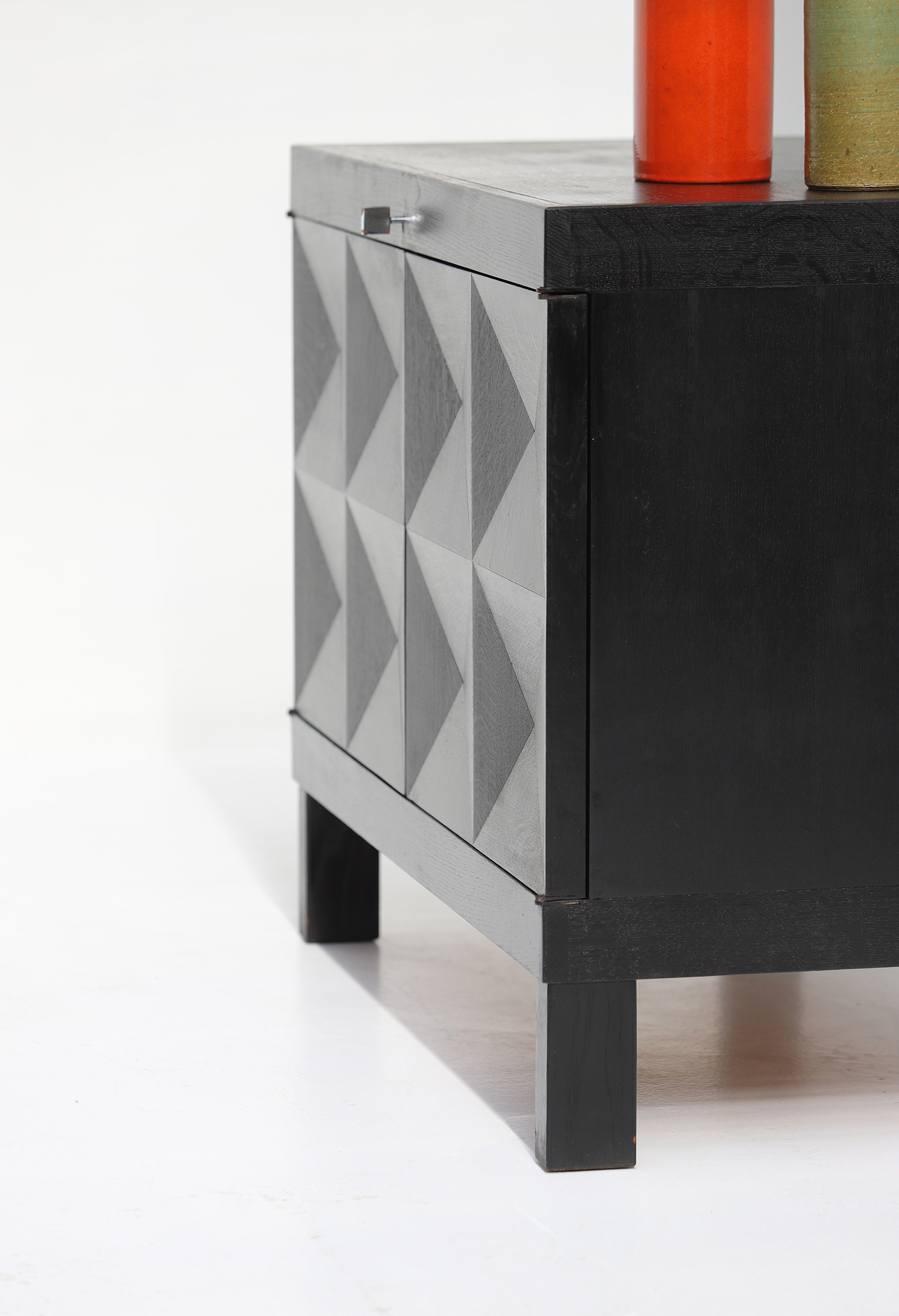 quality crafted cabinet with op-art doors designed by J. Batenburg for MI, Belgium 1969.image 7