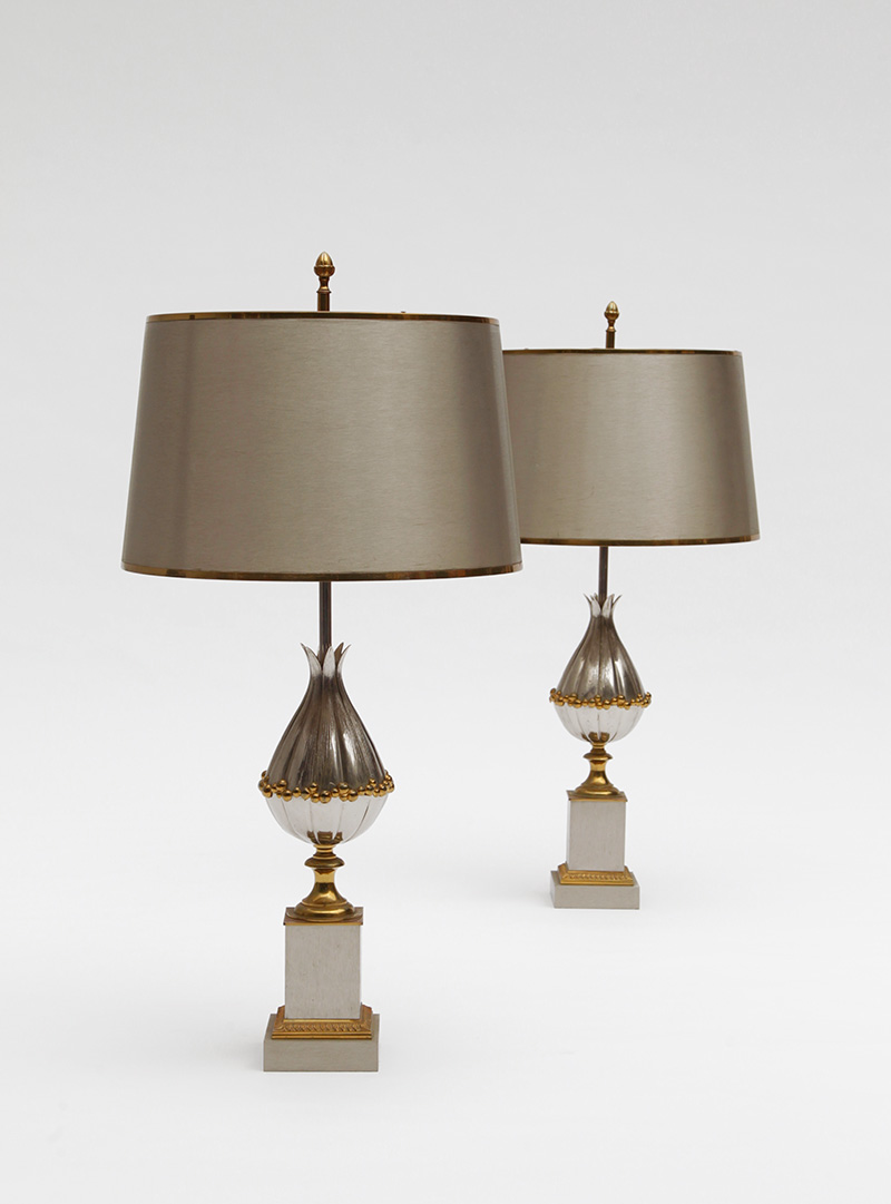 Charles Fils Pair of Gilt Bronze 'Lotus' Table Lamps  image 1
