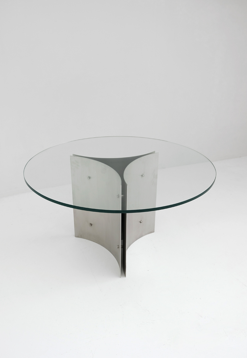 City Furniture | Round Pedestal Dining Table in Steel and Glass
