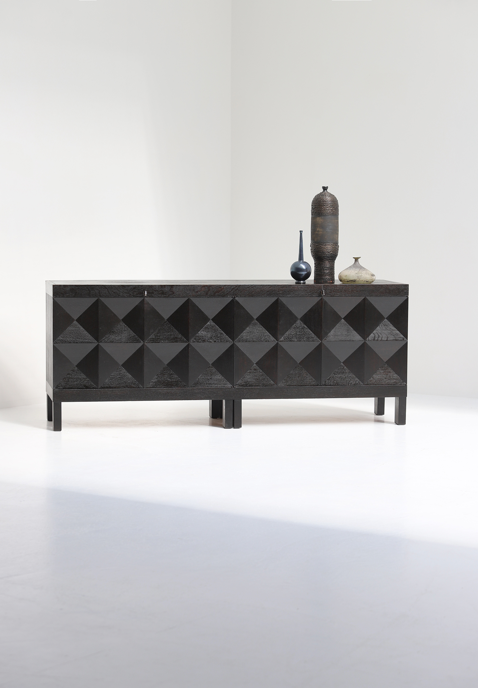 quality crafted sideboard with op-art doors designed by J. Batenburg for MI, Belgium 1969image 1