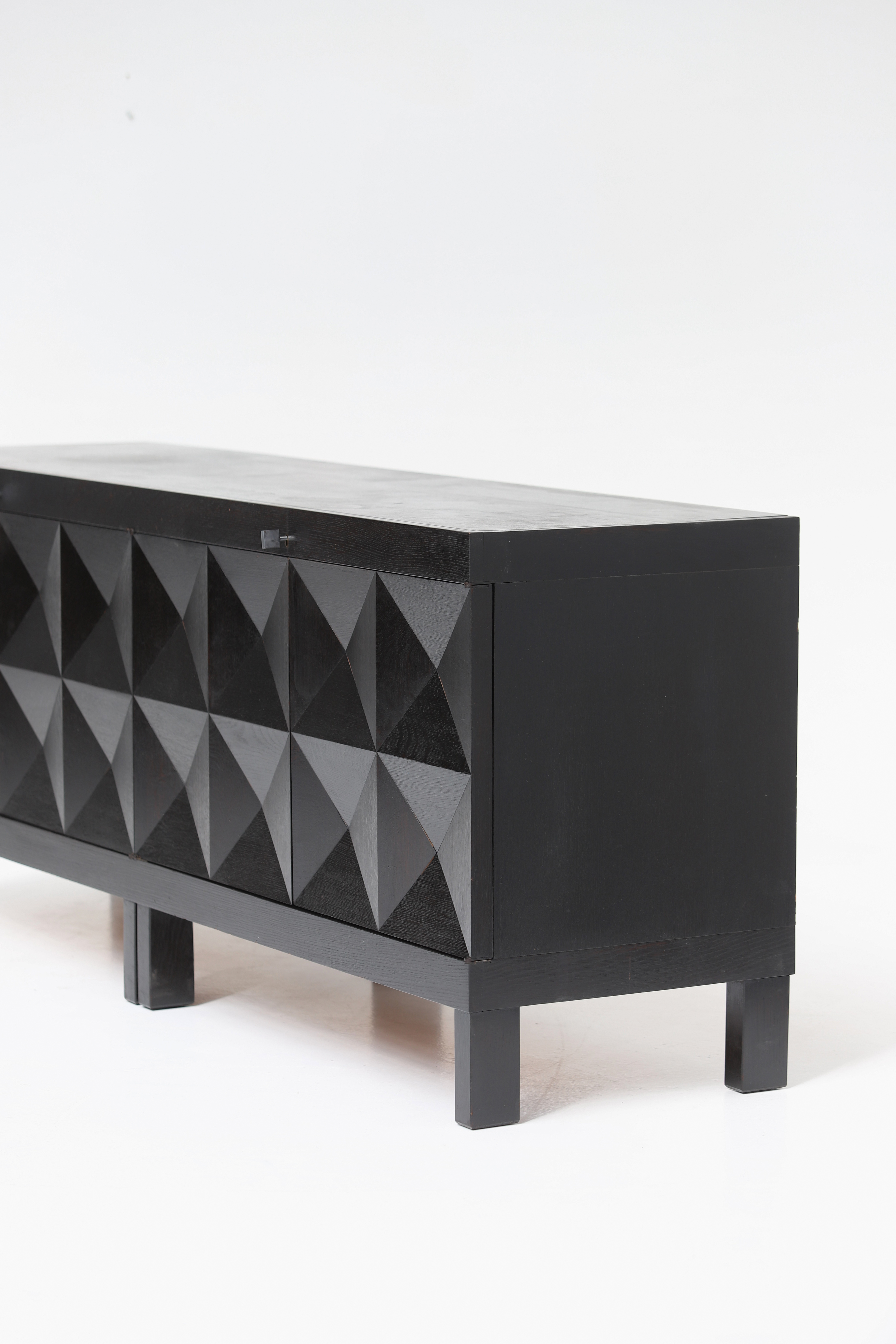 quality crafted sideboard with op-art doors designed by J. Batenburg for MI, Belgium 1969image 9