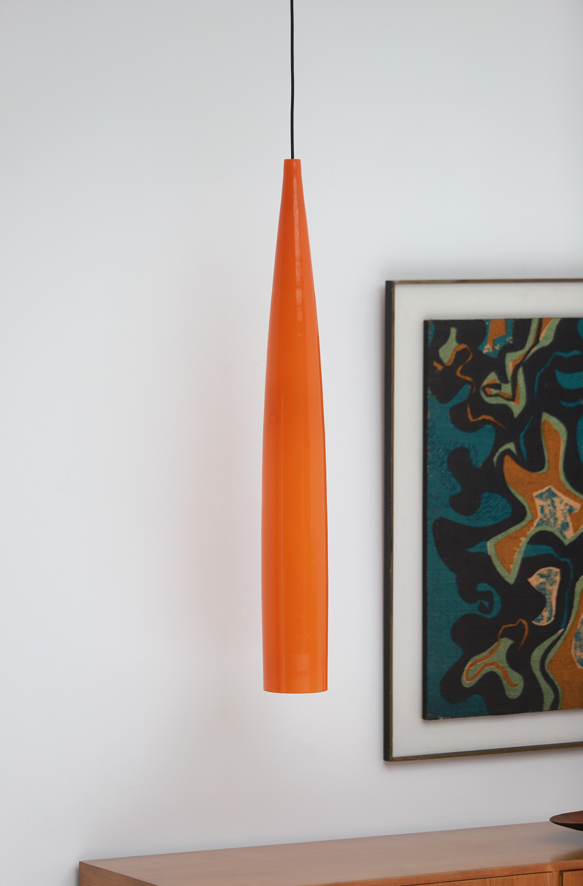Orange tube pendant lamp by Gino Vistosiimage 2