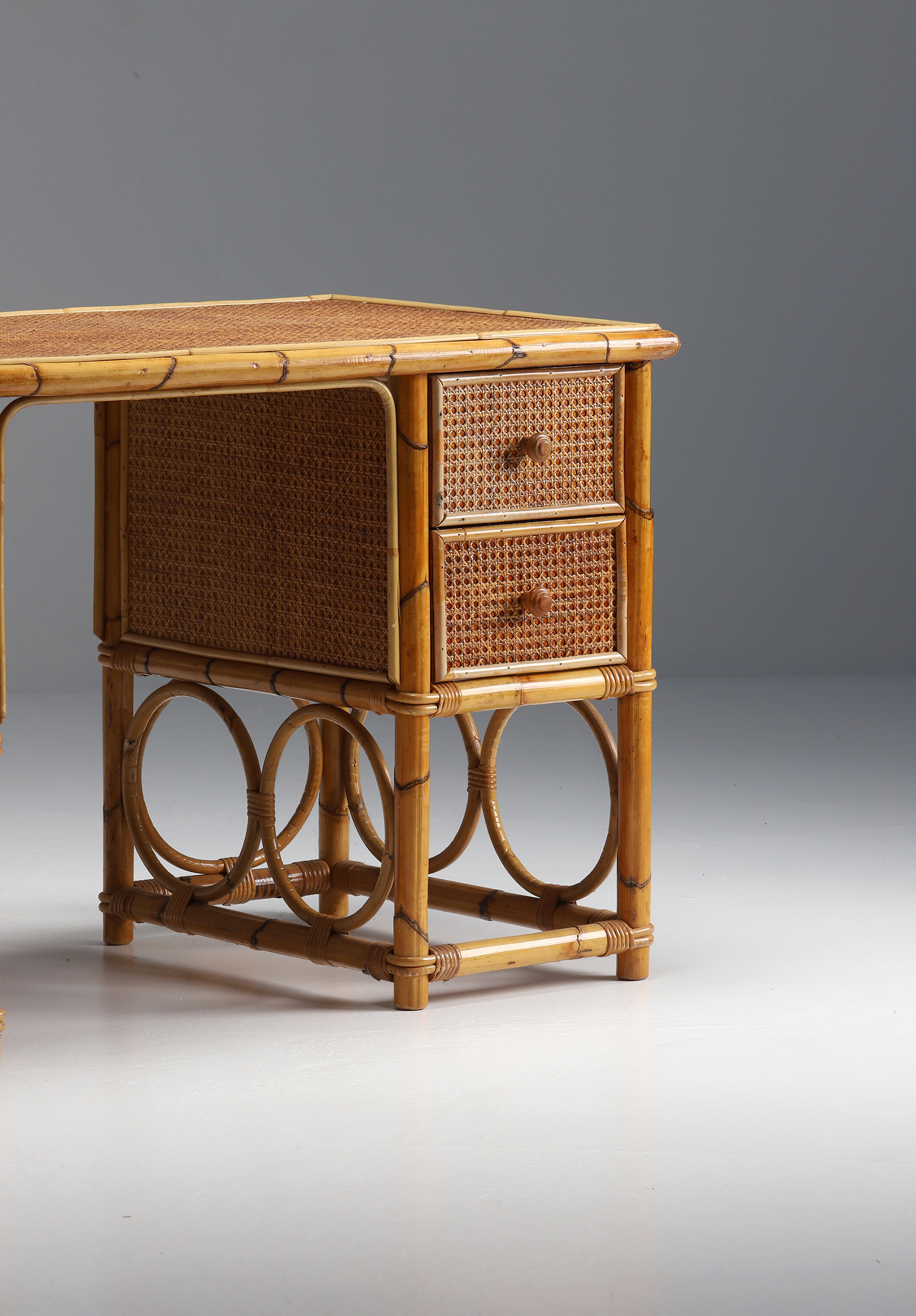 1970s Decorative Bamboo desk in French Riviera styleimage 2