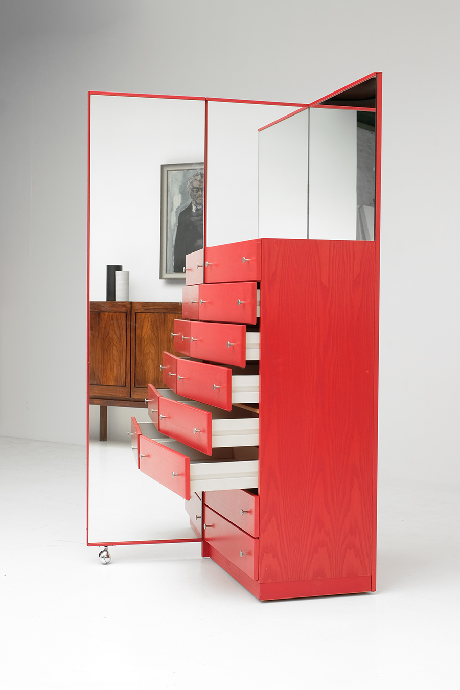 City Furniture | Red Commode Dresser Mirror