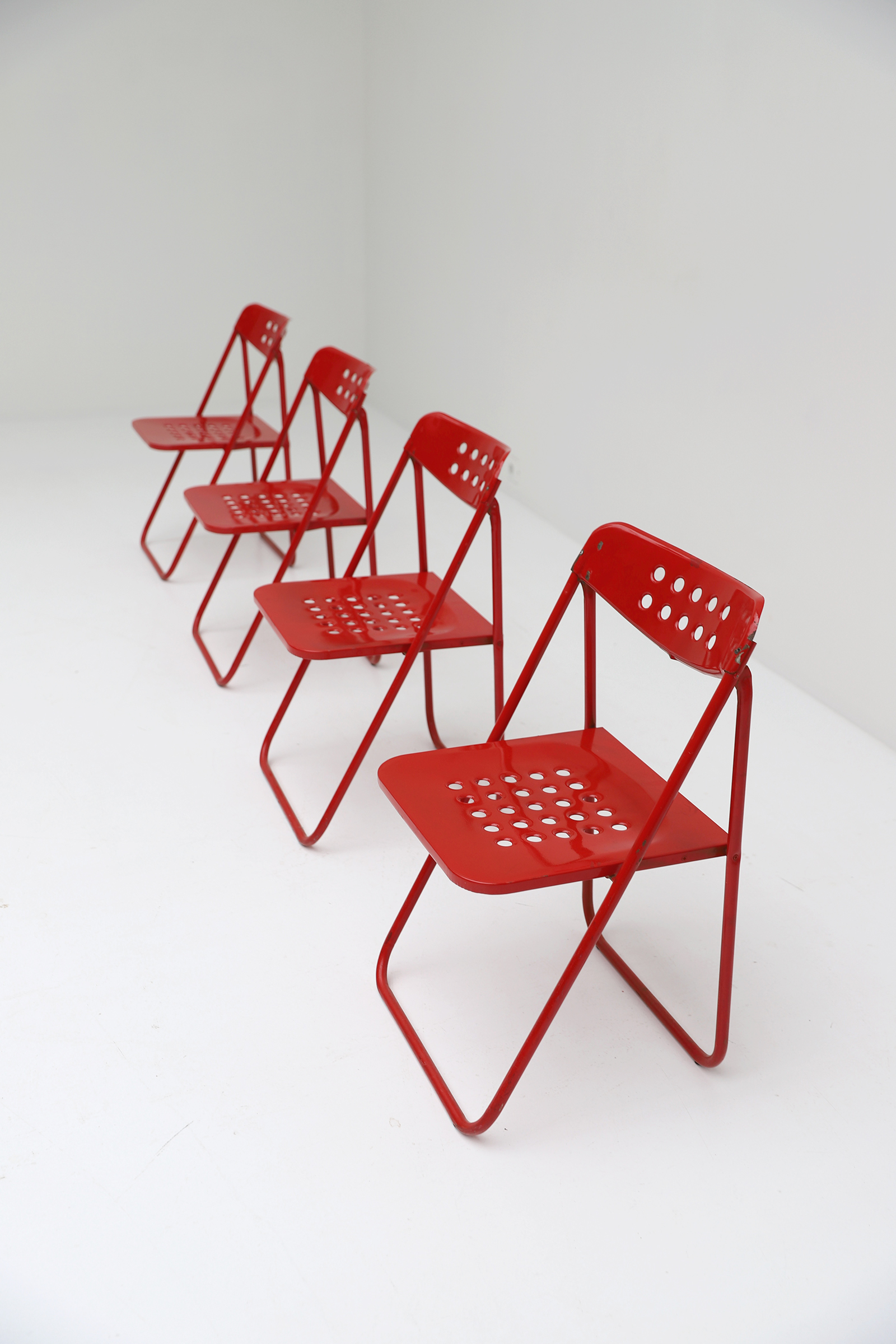Red Metal Folding Chairs 1980simage 5