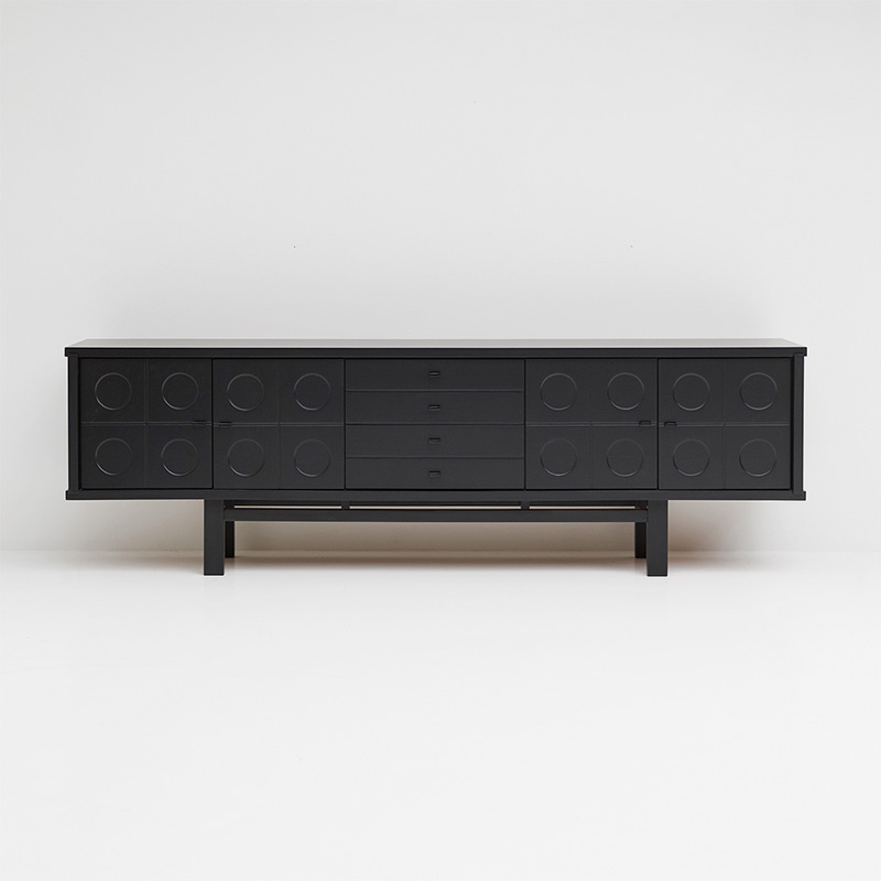 Black Brutalist Belgian Oak Sideboard