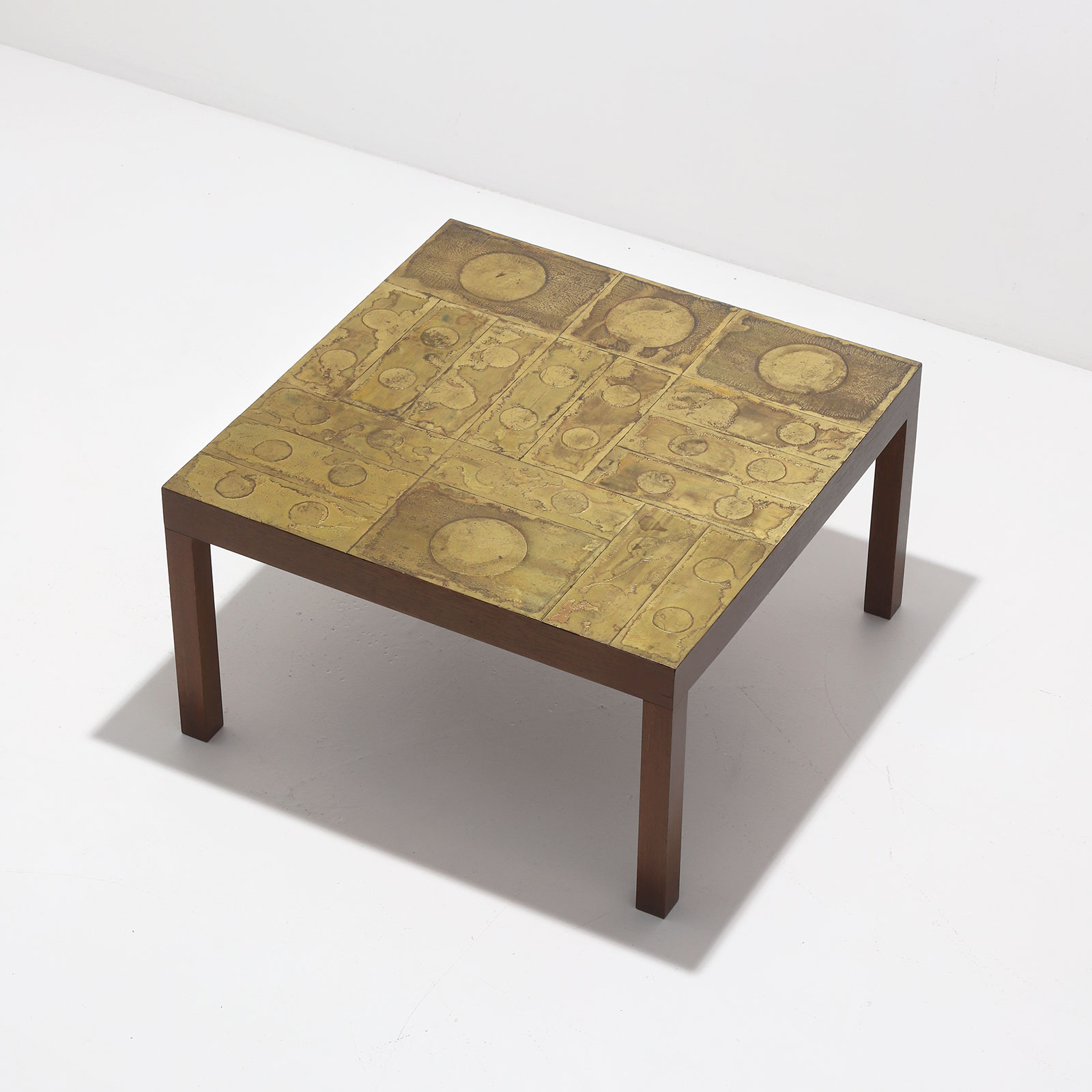 Willy Daro Brass etched Coffee Table 1970s