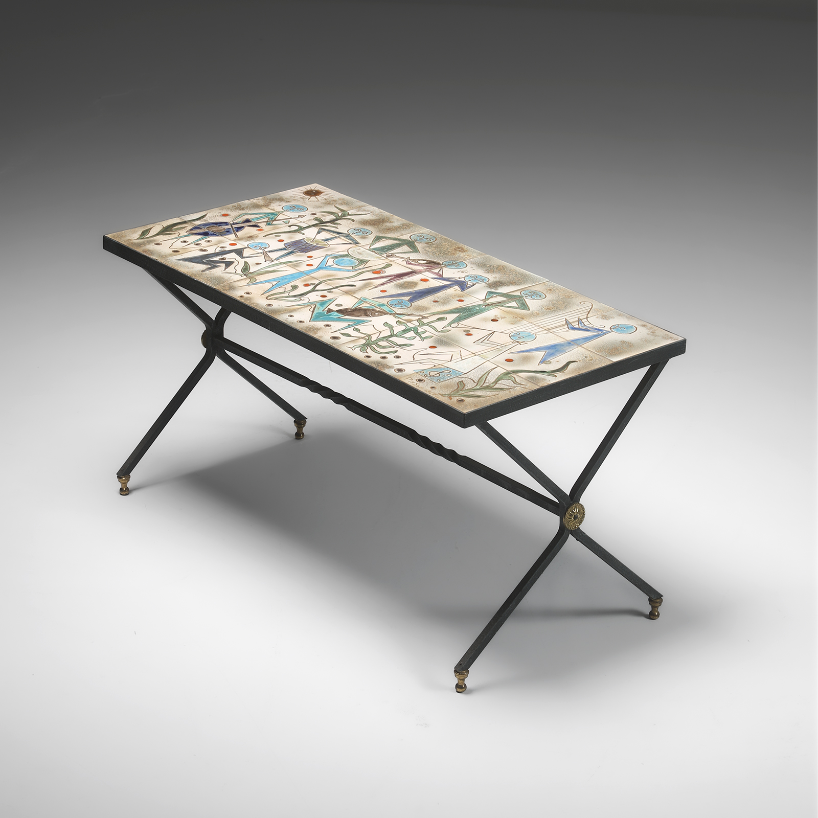 Charles Emile Pinson Coffee Table 1958. materials:  iron and ceramic