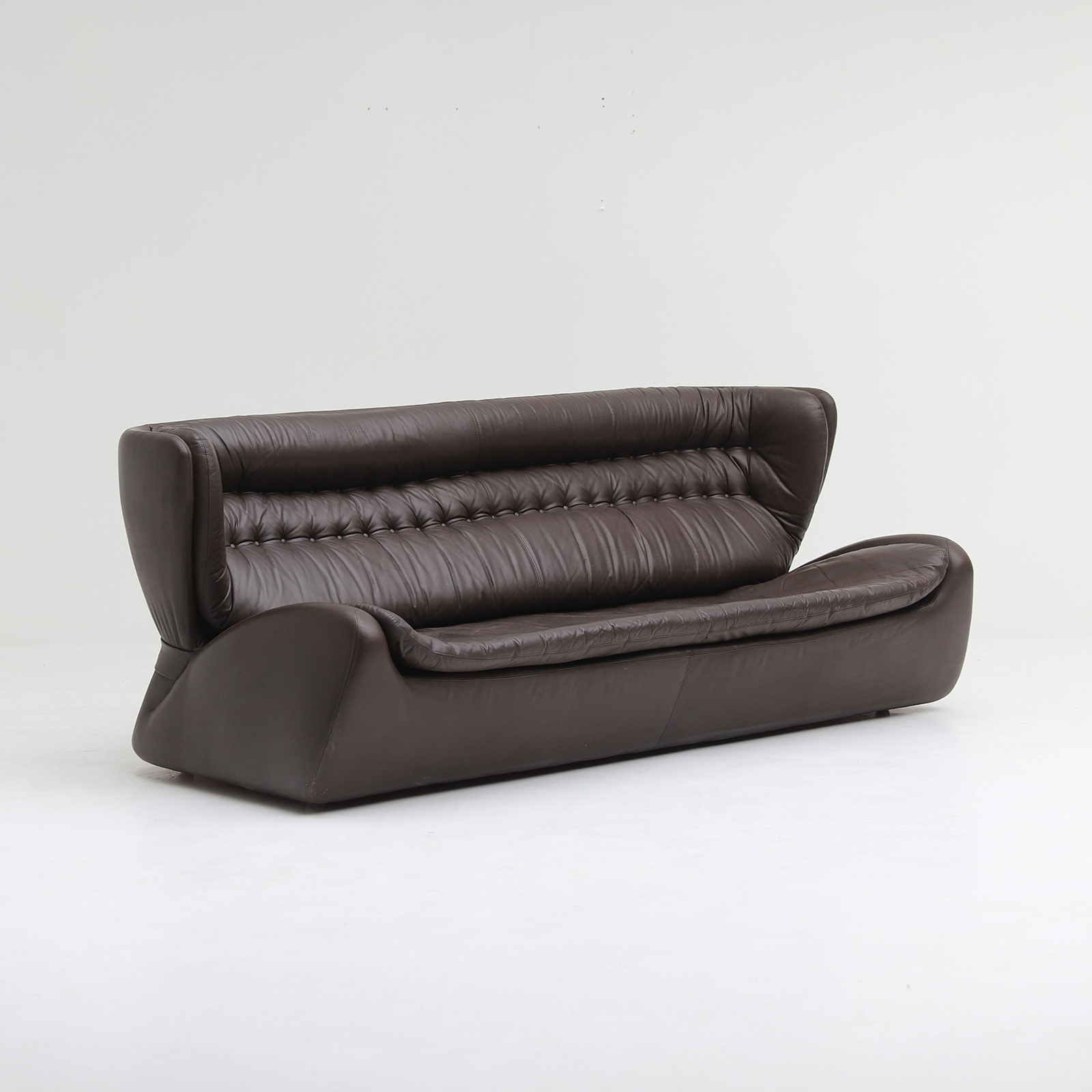 Durlet Brown Leather 'Pacha' Sofa 1970s Space Age 