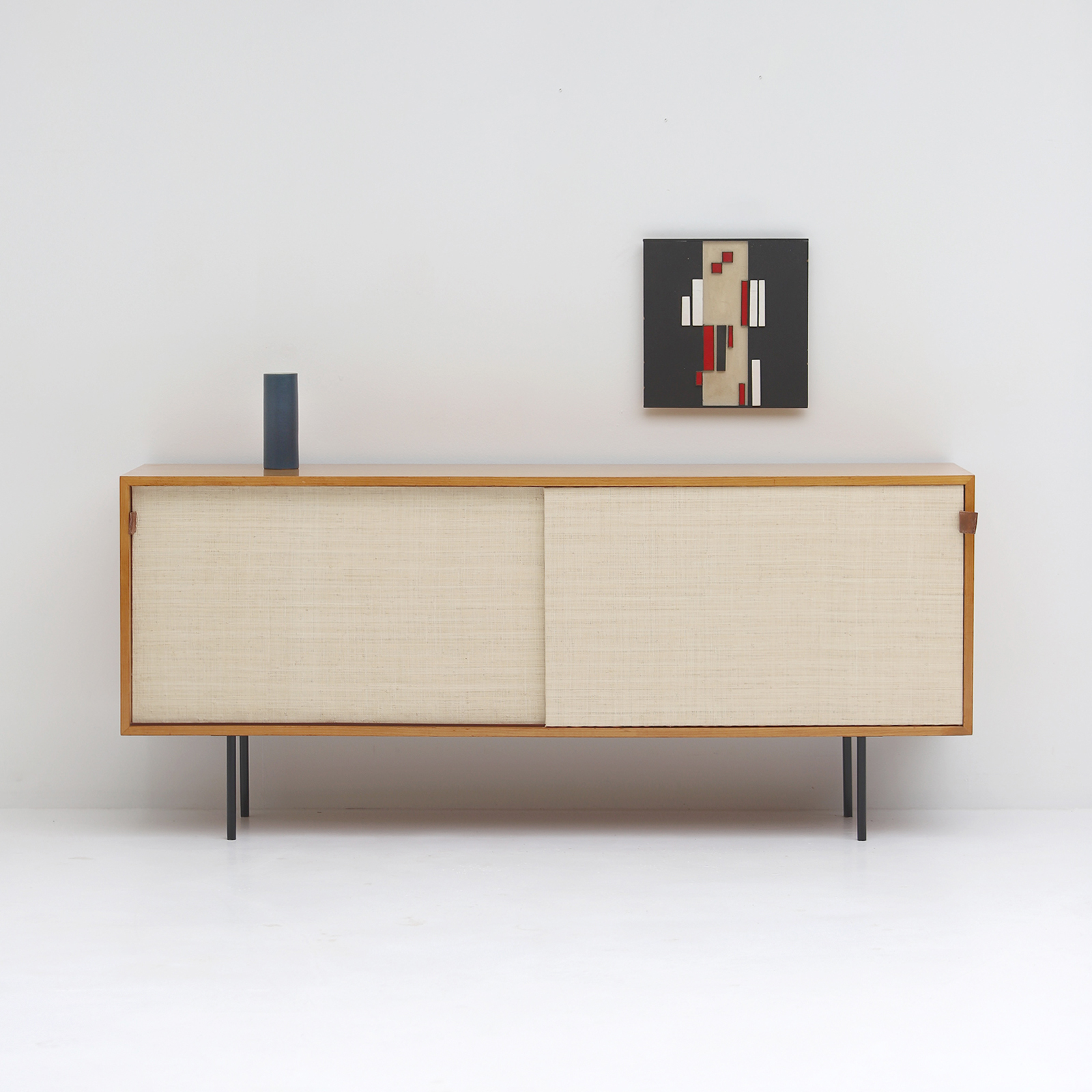 1950s Florence Knoll sideboard with raffia doors