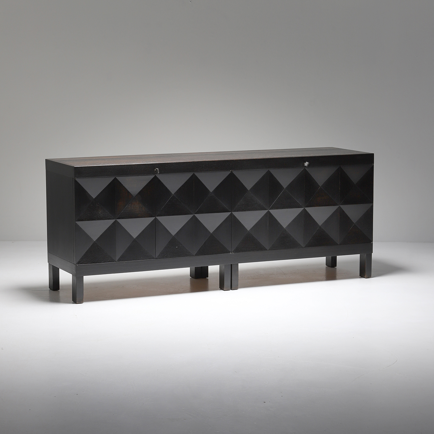 Brutalist Ebonized Oak Sideboard by J. Batenburg For MI, Belgium 1969