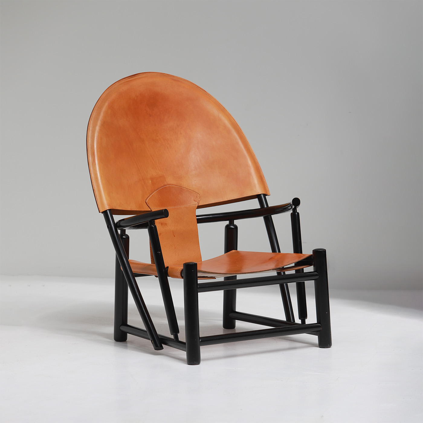 Hoop Lounge Chair by Werther Toffoloni & Piero Palange Cognac  Leather