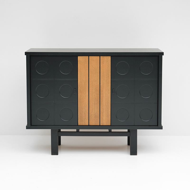 1970S BLACK EBONIZED CABINET BELGIAN MADE