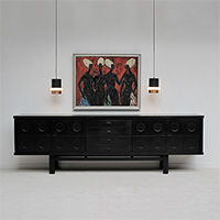 Stylish 1970 Large ebonized full oak sideboard