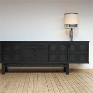 Stylish 1970 Large ebonized full oak sideboard