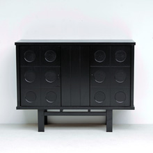 Black ebonized graphic modern sideboard Belgium made 1970s